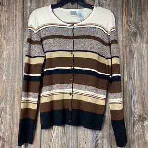 Emma James Striped Cardigan Sweater Acrylic/Cotton